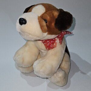 Zaks Brown Tan Puppy Dog Plush Stuffed Toy Red Heart Bow Valentine Day Ireland
